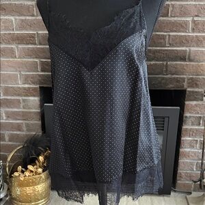 Cami NYC Black Silk Camisole with Lace Trim